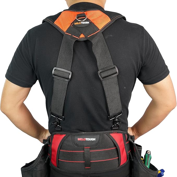 MELOTOUGH Magnetic Tool Belt Suspenders with Magnetic WristBand for Work Belt Padded Suspenders Constrcution