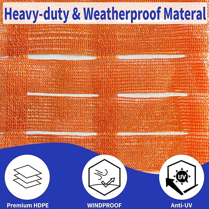 4' X 100' Safety Fence Orange Plastic Mesh Fence Roll for Temporary Construction Barrier Fence Snow Fence, Road Safety Warning Fencing Garden Netting Animal Barrier,Crowd Control