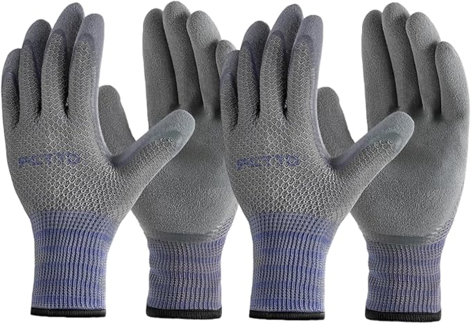 6 Pairs Gardening gloves for men, Garden gloves with rubber coating, Work gloves for Weeding, Digging, Raking, Pruning Flower Rose (Medium/8)