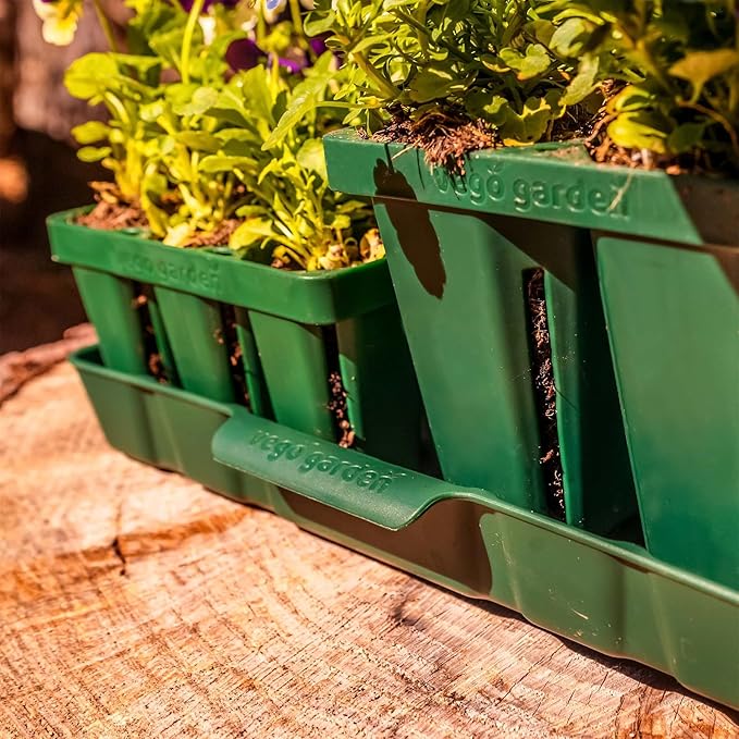 Vego garden Seedling Suite Products, 4 Pack Jumbo Seedling Trays with 10" x 10" Bottom Watering Trays