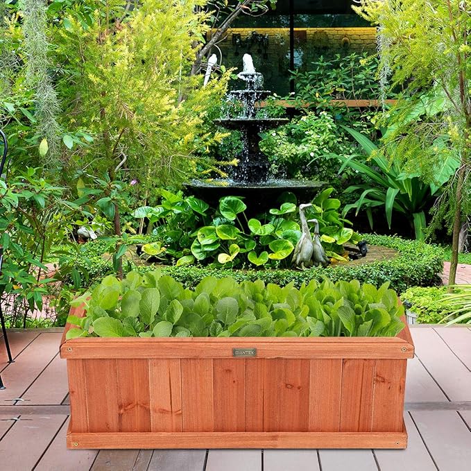 Giantex Raised Garden Bed Flower or Vegetable Planter Window Mounted Plant Box for Garden, Yard Wood Box for Planting (28" LX9 WX10 H)