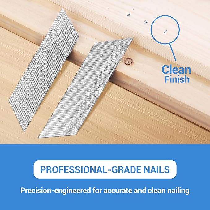 meite 15 Gauge Finish Nails 1-3/4-Inch 34 Degree Angled Galvanized Finishing Nails for Electric or Pneumatic Nailer Gun - No-Rust DA Nail for Cabinet Building Window Trim Fine Woodworking, 2000PCS