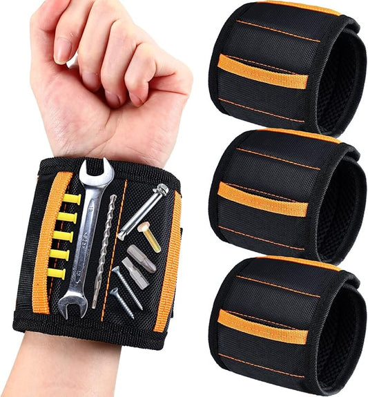 Kigeli 4 Pcs Christmas Men Magnetic Wristband Gifts for Holding Screws Men Adjustable Tools Holder Belt with 15 Magnets Tool Gift for Dad Husband Handyman Grandpa Birthday