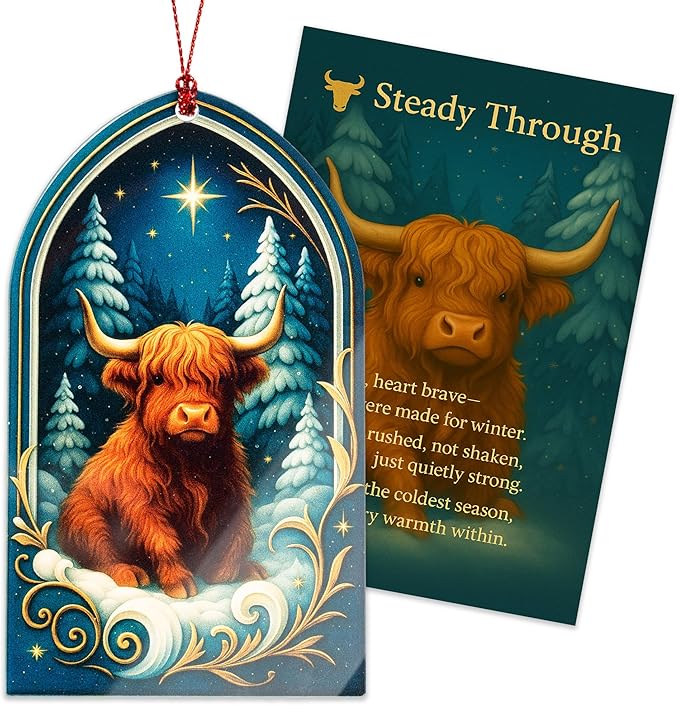 Funny Christmas Ornaments - Highland Cow Ornament - Highland Cow Gifts - Christmas Ornament 2025 - Vintage Farmhouse Christmas Ornament - White Elephant Gifts - Xmas Tree Funny Decoration