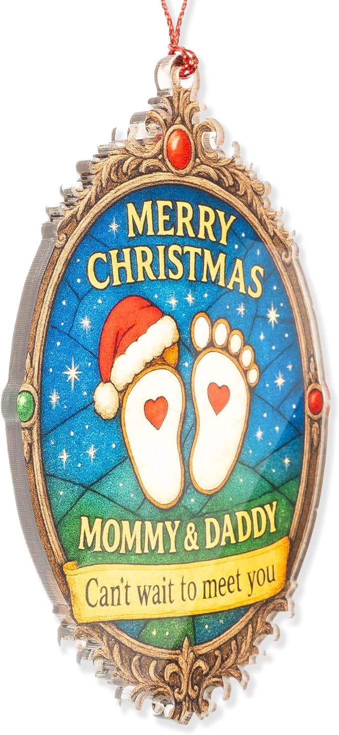 Pregnancy Announcement Ornament – pregnancy ornament – new parent gifts – baby decor – christmas ornament – Suncatcher effect window hanging – Car Hanging