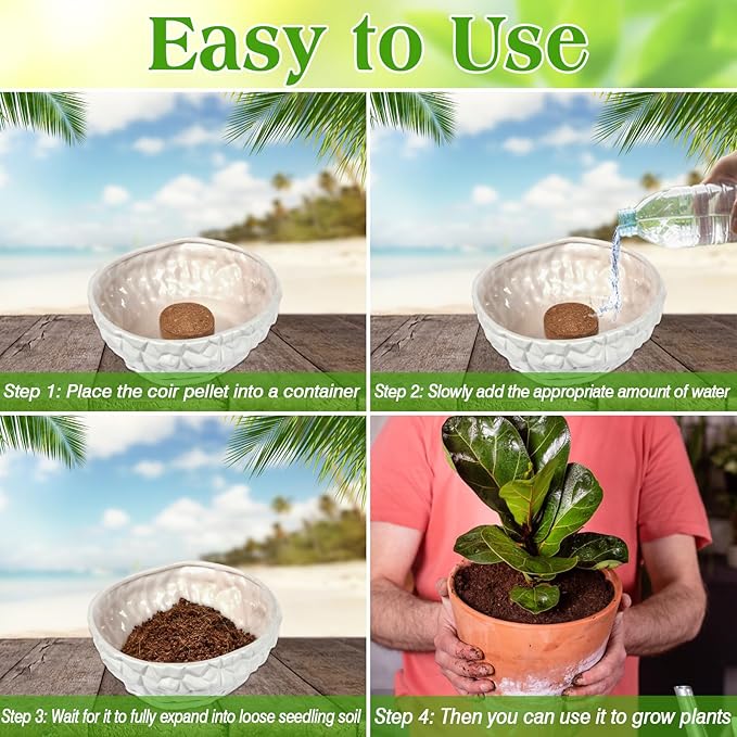 ZeeDix 100 Pcs (30mm) Compressed Coco Coir Fiber Potting Soil Seed Starters - Organic Coco Coir Pellet Fiber Soil for Planting Bonsai, Herbs, Plants, Flowers and Vegetables