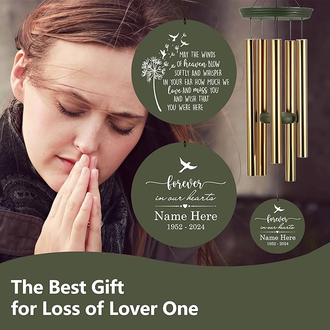 Personalized 30/36 inch Wind Chimes Memorial, Deep Tone Memorial Wind Chimes for Loss of Loved One/Mom/Dad, Sympathy Gifts for Bereavement