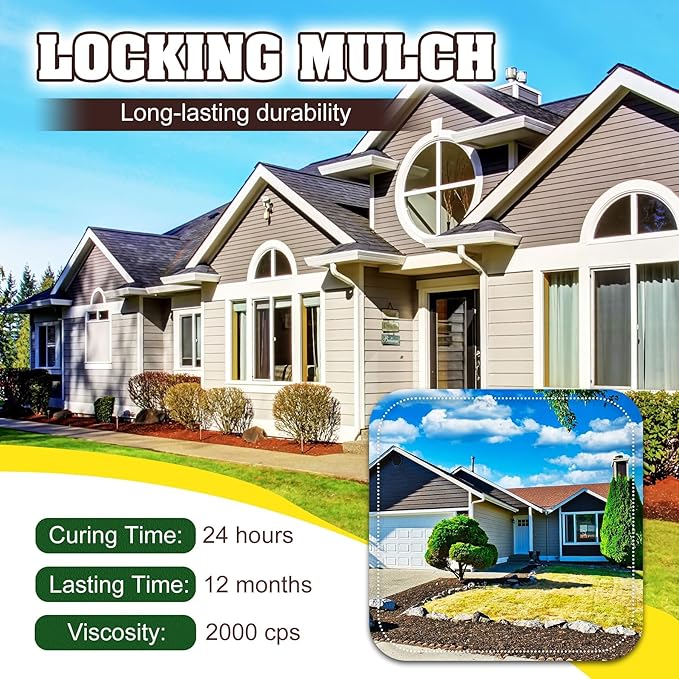 Mulch Glue, Rock Glue 0.5 Gallon / 64oz - Fast Drying and Long Lasting Pea Gravel Stabilizer & Mulch Adhesive Safe for Lockdown Sticky Rocks, Bark, Rubber - Gravel Binder for Garden, Driveway, Walkway
