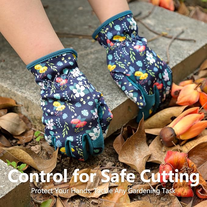 Garden Gloves for Women, Leather Garden Glove for Women Thorn Proof No Stab for Gardening, Weeding, Working, Digging, Planting, Pruning