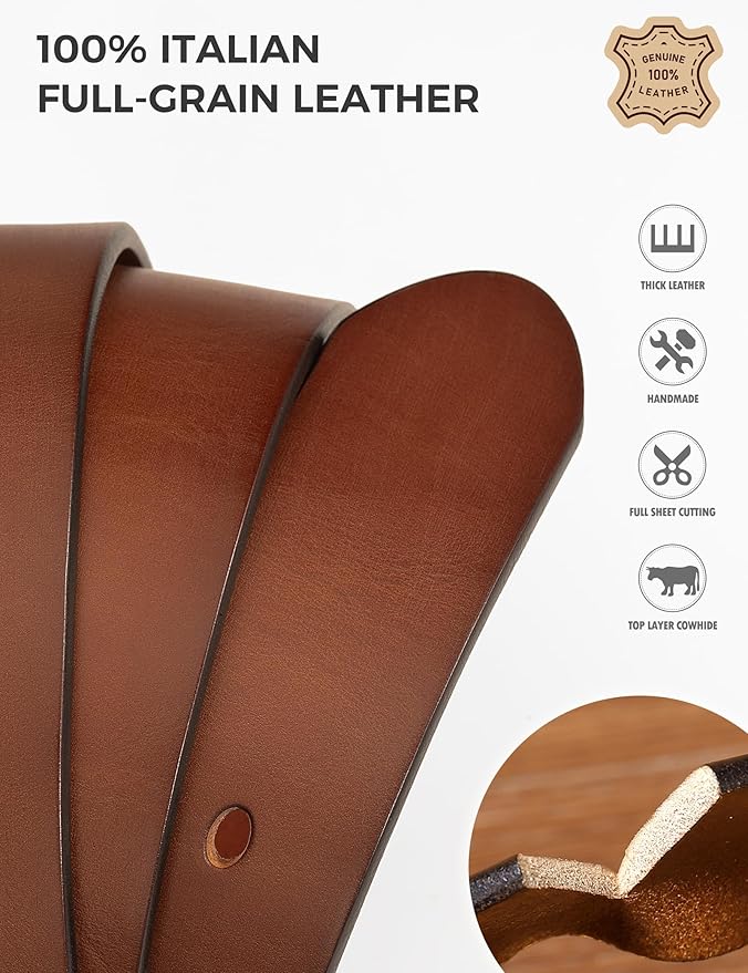Thicken Full Grain Leather Mens Belt Heavy Duty Mens Work Belt Mens Belt High Hardness Buckle Packed In Gift Box