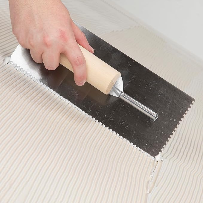 ROBERTS 1/8" x 1/8" x 1/8" Square-Notch Pro Wood Flooring Trowel with Wood Handle