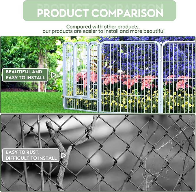 ZXMOTO Decorative Garden Fence 12 Pack 32in (H) x 28ft (L) with Lock,Metal Wire Fencing Border Animal Barrier,Flower Edging for Yard Landscape Patio Outdoor Decor