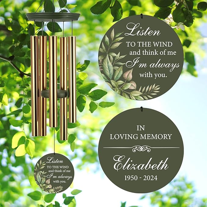 ASTARIN Memorial Deep Tone 36" Wind Chimes, Personalized Name Sympathy Wind Chime, in Memory of Loss Mom Loved One, Large Deep Tone Bereavement Windchimes for Outside Clearance(Produced in USA)