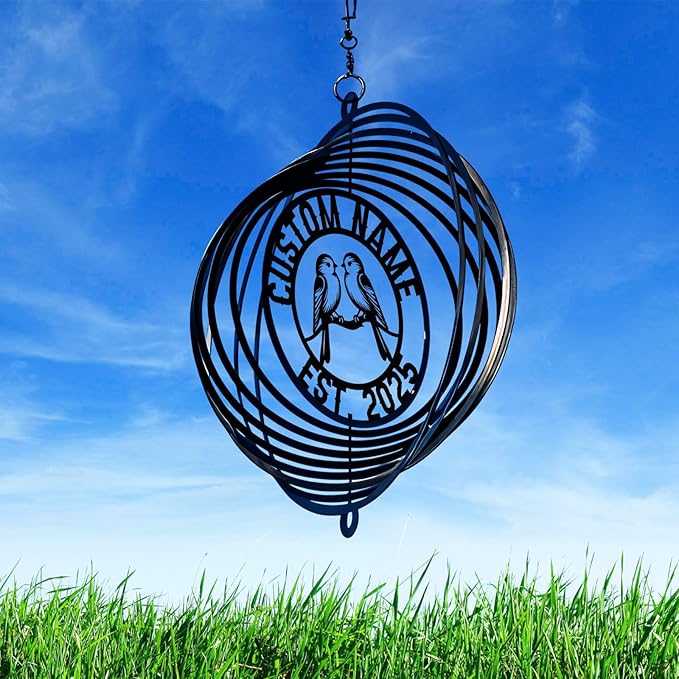 Personalized Metal Wind Spinners, Custom Last Name Garden Wind Spinners, Hanging Outdoor Decor, Hanging Wind Spinner for Indoor Yard Lawn Patio Porch, Garden Decor Gift for Women Men Color01