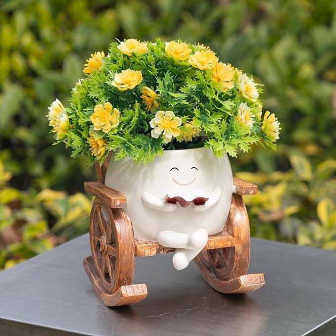 Smiley Face Planter Pots, Cute Rocking Chair Pot for Plants, Funny Flower Pot for Succulents with Drainage Hole Indoor & Outdoor, Gift Ideal for Lover Mother Grandma Friends(Rocking Chair Pot)