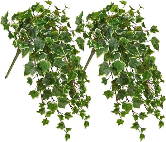 Hollyone 2pcs Artificial Hanging Plants 24" Fake Ivy Vine Faux Ivy Leaves Hanging Plant Greenery for Wall House Room Patio Indoor Outdoor Home Shelf Office Wedding Decor, UV Resistant