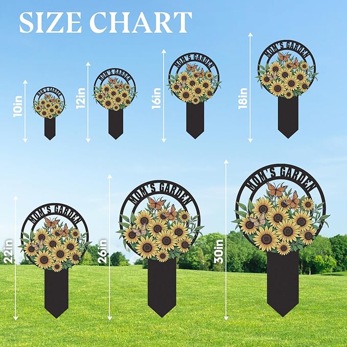 Personalized Garden Signs, Colorful Sunflower Garden Decor for Outside, Decorative Yard Stakes, Metal Yard Art, Patio Decor, Custom Last Name Sign, Lawn Art, Housewarming Gifts Color07