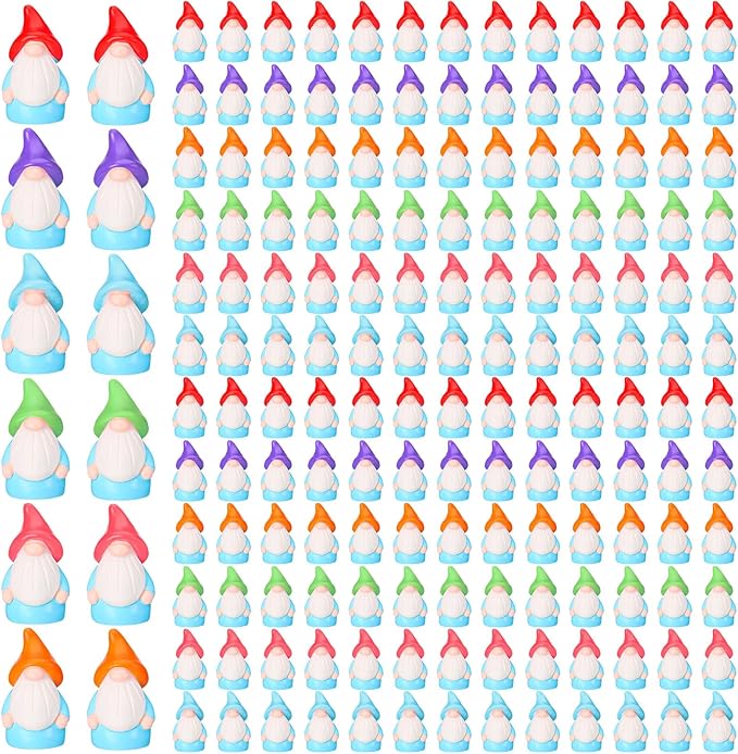 Mini Resin Gnomes Bulk Tiny Fairy Statues Small Gnomes Miniature Figurines for Landscape Outdoor Patio Yard Lawn Indoor Plant Pots Fairy Decor(180 Pcs,Mini Resin Dwarf)