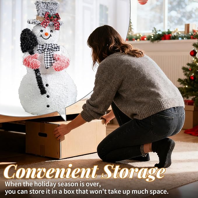 VINGLI 3FT Lighted Snowman Christmas Decorations Outdoor Indoor, Prelit LED Outdoor Christmas Yard Snowman Decor for Lawn Garden Patio Pathway Front Porch Home Holiday Winter Xmas Party Display