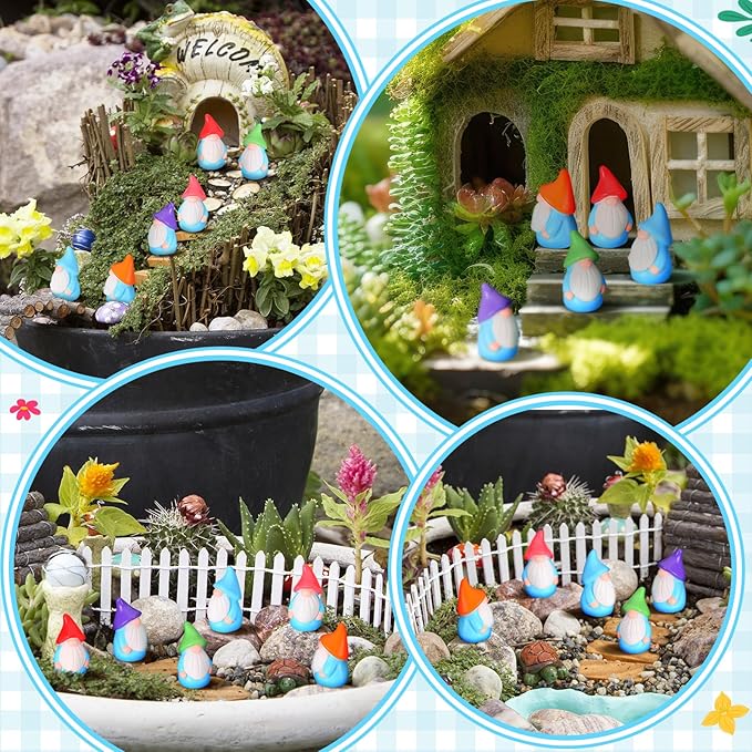 Mini Resin Gnomes Bulk Tiny Fairy Statues Small Gnomes Miniature Figurines for Landscape Outdoor Patio Yard Lawn Indoor Plant Pots Fairy Decor(120 Pcs,Mini Resin Dwarf)