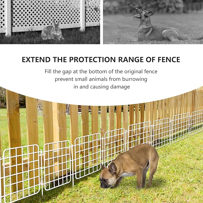 13ft x 17in Garden Fence Animal Barrier, 12 Panels No Dig Fence Border, Rustproof Metal Decorative Garden Fencing with Ground Stake, Flower Bed Edging Border for Dog, Rabbit, Outdoor Patio, White