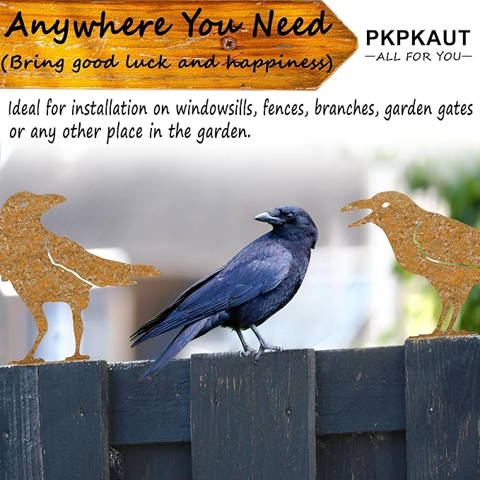 5PCS Rusty Birds Decoration,Outdoor Bird Wall Decor,Metal Birds Yard Decor, Metal Birds Craft Statue Ornaments - Garden Sculptures and Yard Art, Fence Decorations Outdoor,Rustic Garden Decor