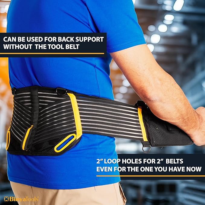 Tool Belt Back Brace Support Lumber Back Brace for Lifting Construction Electrician Tradesman Pro 2" Tool Belt for Men Orthopedic Ergonomic Lightweight with D Rings for Suspenders – Large