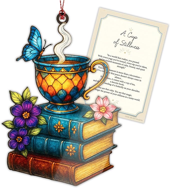 ONM-509-RST-BookTR1 Funny Christmas Book Ornament 2025-book Lover Gifts for Women-Book Ornaments for Christmas Tree-Bookish Gifts-Christmas Ornaments 2025 for Gift, Decor, Exchange