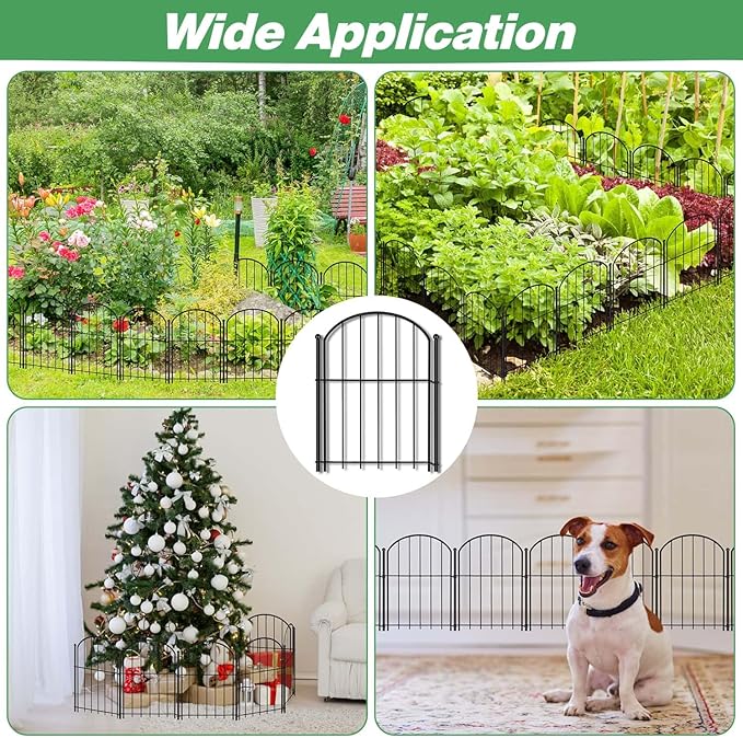 Decorative Garden Fence 21in(H) x18ft(L) 14 Pack Garden Fencing Border No Dig Small Metal Barrier Short Plant Fence for Flower Bed Yard Patio Outdoor Landscape Décor