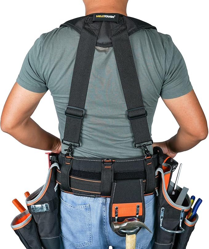MELOTOUGH Magnetic Tool Belt Suspenders with Magnetic WristBand for Work Belt Padded Suspenders Constrcution