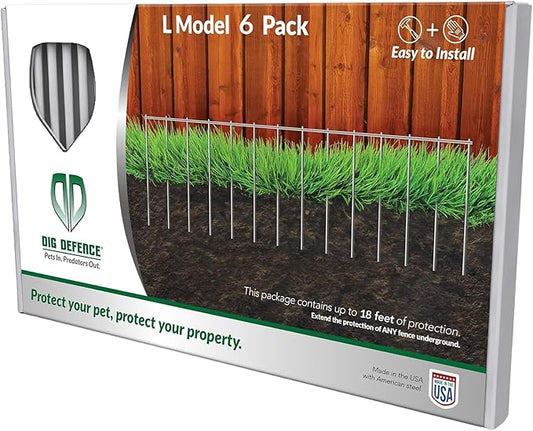 Dig Defence Original Animal Barrier Fence - Large Decorative Garden Fence, Outdoor No Dig Fence for Dogs and Rabbits, Yard and Patio - 32”(L) x 10”(H), 6 Pack