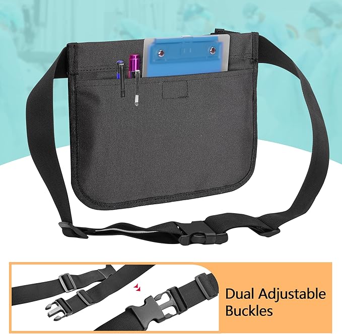 Damero Nurse Fanny Pouch, Nurse Waist Pack with Tape Holder, Nurse Waist Organizer Belt for Stethoscopes, Bandage Scissors and Other Medical Supplies, Black
