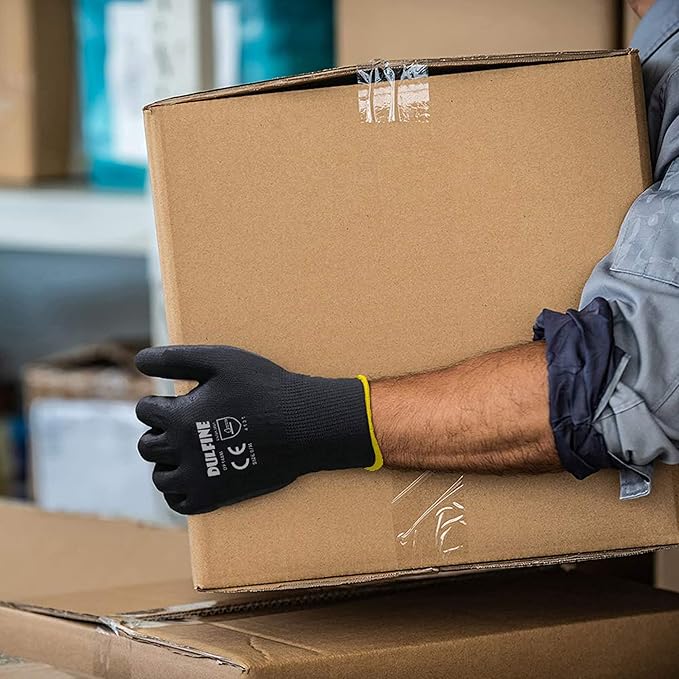 Ultra-Thin PU Coated Work Gloves-12 Pairs,Excellent Grip,Nylon Shell Black Polyurethane Coated Safety Work Gloves, Knit Wrist Cuff,Ideal for Light Duty Work. (Extra Large)