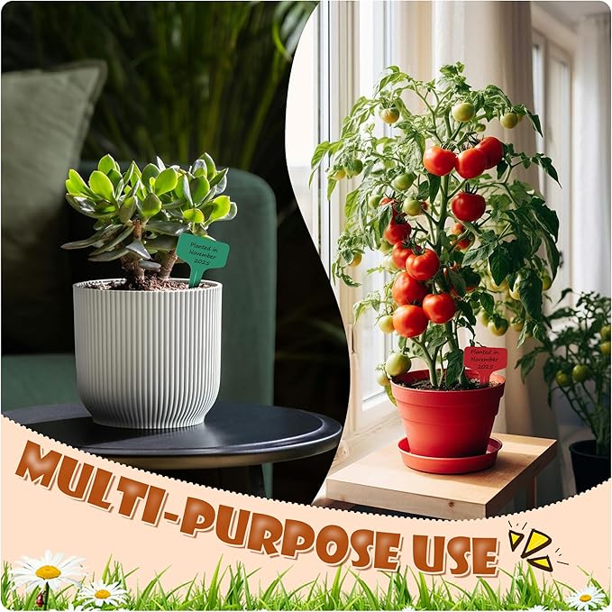 200Pcs Plant Labels Waterproof Plastic Garden Labels T-Type Flower Name Tags Seedling Marker Nursery Plant Tags with Permanent Marking Pen for Flowers Agriculture Horticulture (5 Color)