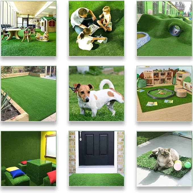 LITA 5.5ft x 6.5ft Realistic Deluxe Artificial Grass Synthetic Thick Lawn Turf Carpet Perfect for Indoor/Outdoor Landscape, 5.5'X6.5', Green