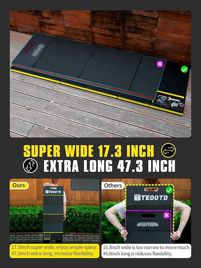 1.2" Extra Thick Foldable Kneeling Mat with Magnetlc Tool Compartment, 5 Fold Multi-Use Comfortable EVA Foam Cushion Pad with Handle & Storage Belt for Workshop Repairing,Gardening 47.3x17.3x1.2"