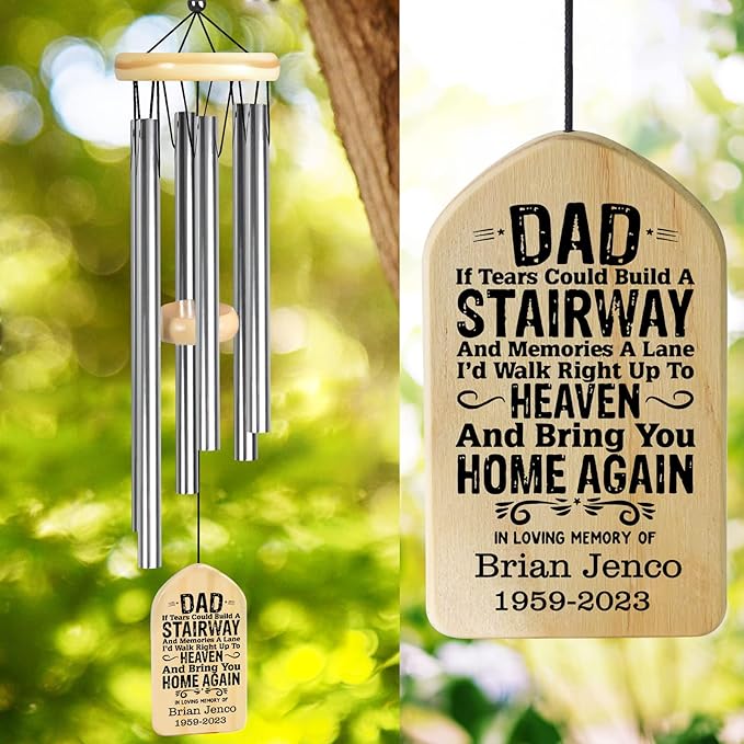 Memorial Wind Chimes - Sympathy Gifts for Loss of Dad, Remembrance Gifts in Loving Memory