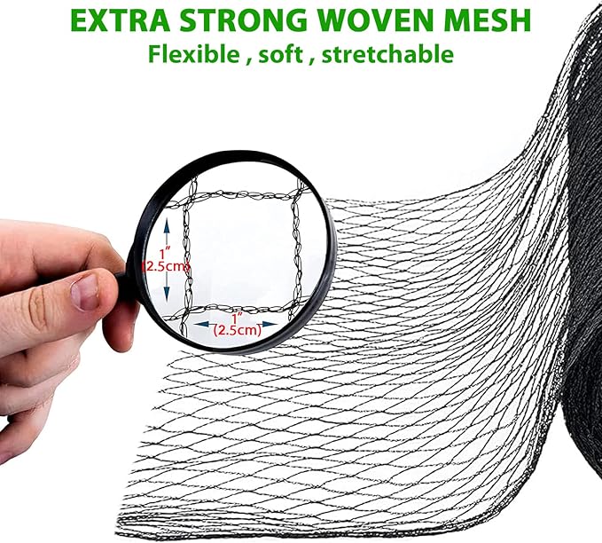 Bird Netting 25x50 ft,1" Mesh Garden Netting Pest Barrier for Plants, Fruit Trees, Vegetables, Extra Strong Woven Mesh Poultry Net for Chicken Run, Animal Fencing Against Birds, Deer, Poultry