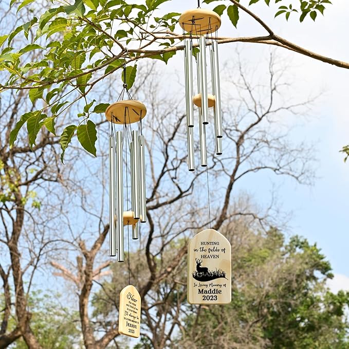 Hunting in Heaven Sympathy Wind Chime - Gifts for Lost of Loved One Who Loved to Hunt - Bereavement Gift - Memorial Gifts - Remembrance Gift for The Loss of Father, Grandfather or Avid Hunter