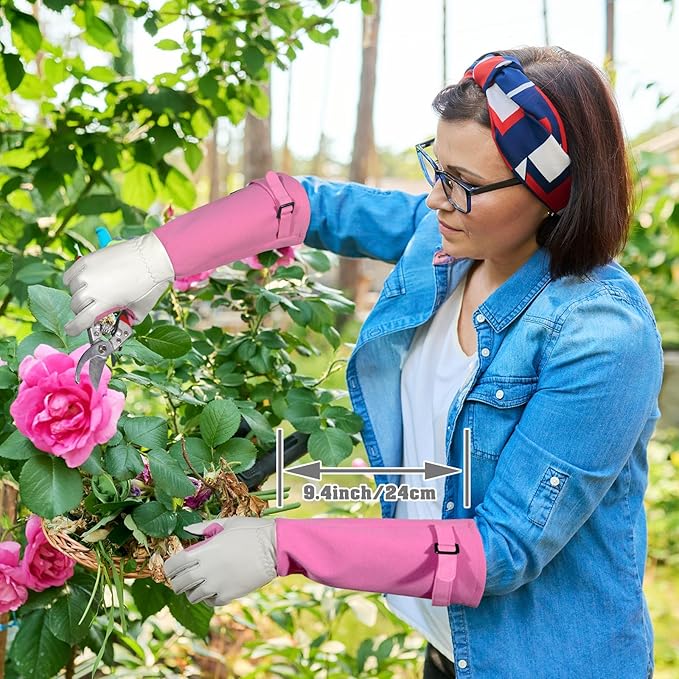 Long-Gardening-Gloves for Women/Men - Thorn Proof Rose Pruning Gloves Heavy Duty Gauntlet, Best Garden Gifts for Gardener-L