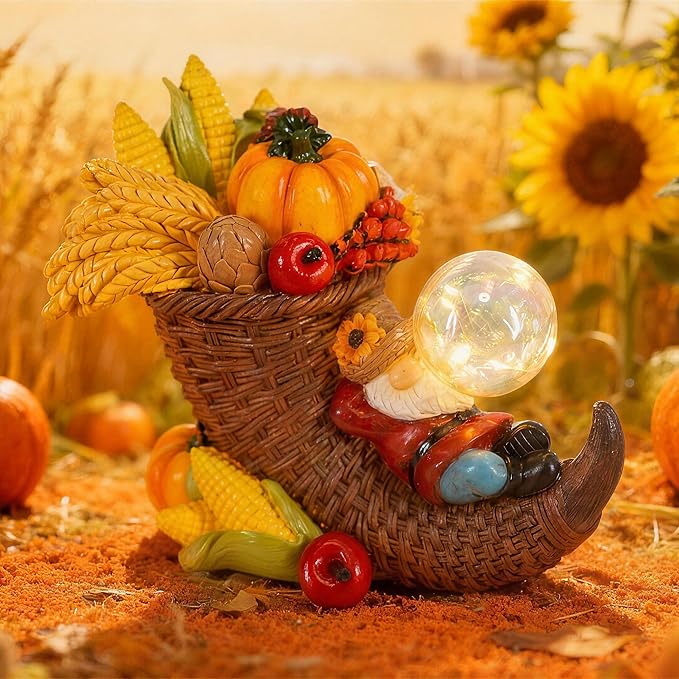Fall Gnomes Indoor Thanksgiving Gnomes Decorations Tabletop Cornucopia for Fall Gnome Decorations for Home Themed Dream of Harvest Pumpkin Gnome Figurines Autumn Gifts Thanksgiving Home Decor Indoor