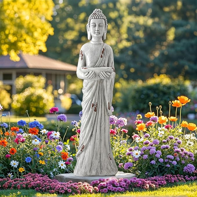 Extra Large Buddha Statue Outdoor, 42 Inch Zen Garden Meditating Buddhas Sculpture, Durable Weatherproof MGO Stone Buddhist Statues Indoor Art Decor for Calm Mind,Patio,Yard,Porch