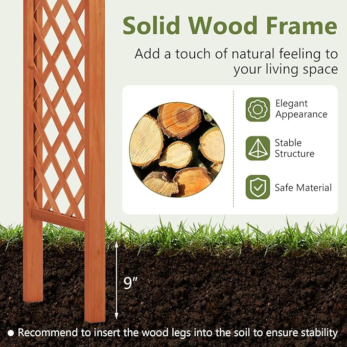 S AFSTAR 84" Wooden Garden Arbor, Plant Climbing Arch Trellis Pergola Archway Wedding Arch for Outdoor, Yard, Ceremony Christmas Decoration (Brown)