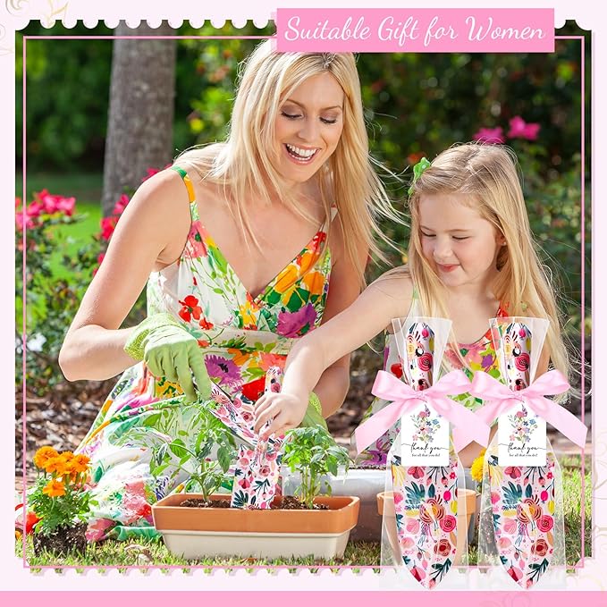 Blosssound 12 Sets Garden Shovels Bulk Gardening Gift for Women Gift Set Thanksgiving Garden Tools Floral Hand Heavy Duty Trowels Thank You Cards with Bags for Christmas Mom Birthday Teacher