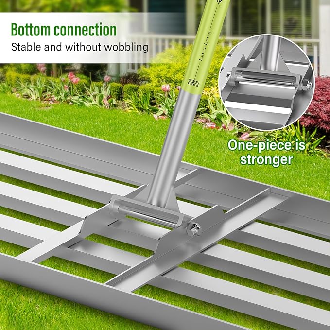 Lawn Leveling Rake,36x12 inch Heavy-Duty Galvanized Steel Landscape Rake with an Adjustable 78'' Extra Long Handle Lawn Leveling Tool for Yard,Backyard,Garden,Golf,Farm,Pasture