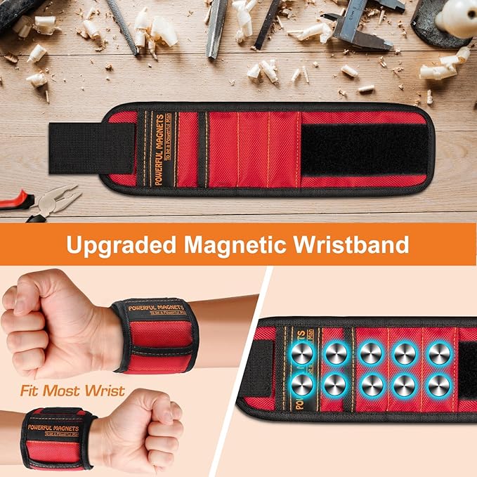 Stocking Stuffers for Men Women Gifts Magnetic Wristband: Men Gifts Tool Belt Magnet Wrist for Holding Screws Nails Christmas Gadget for Dad Adults Him Husband Who Have Everything (1)