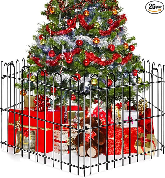 25 Panels Decorative Garden Fence, 50ft X 32in Rustproof Metal Animal Barrier Fence, No Dig Fence Garden Fence, Arched Flower Bed Edging Ornamental Wire Border Fencing for Outdoor Yard, Patio Decor