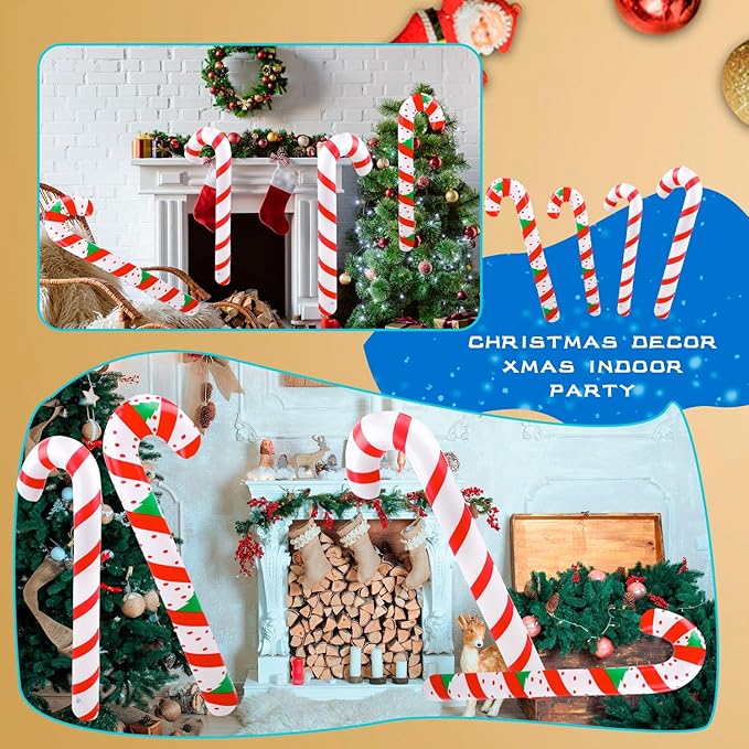 8 Pcs 47 Inch 35 Inch Christmas Inflatable Candy Canes Large Blow Up Candy Canes Balloons for Outdoor Christmas Holiday Party Decorations (Color Style 2)