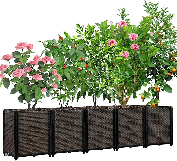 Large Raised Planter Box Outdoor Self Watering 78.7"x15.7"x19.7", Deep Raised Garden Bed - Elevated Garden Box with Drainage Plug, Rectangular Garden Planter Perfect for Patio Balcony Deck