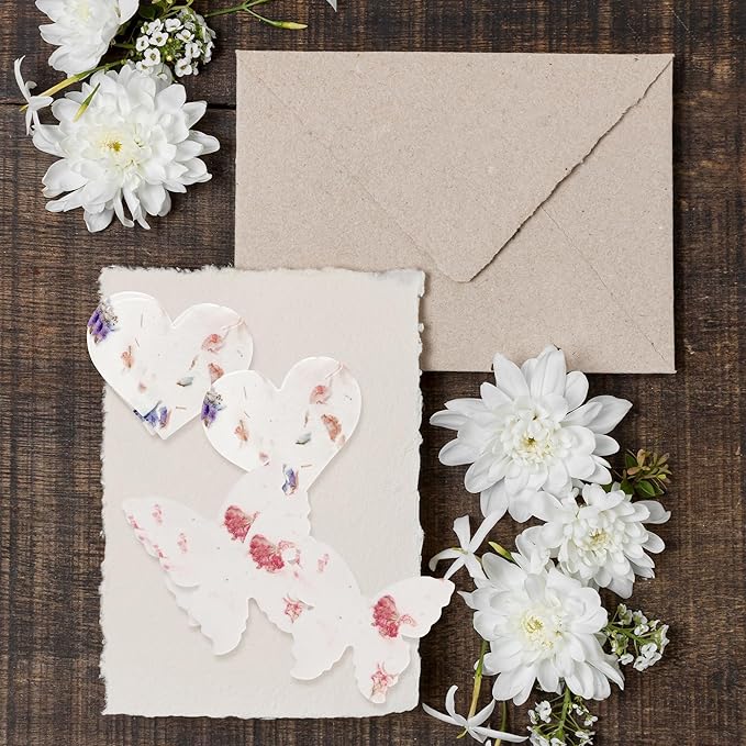 48pcs Seed Paper – 24pcs Hearts & 24pcs Butterflies Plantable Wildflower, Writable & Plantable Gift for Moms, & Plant Lover, Ideal for Weddings, Baby Shower, Memorial, & Celebrations